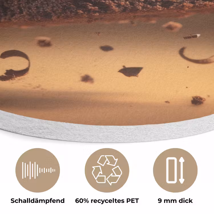 Taart - Chocolade - Eten - Brownie Akoestische PET Vilt - Rond klein -closeup_DE