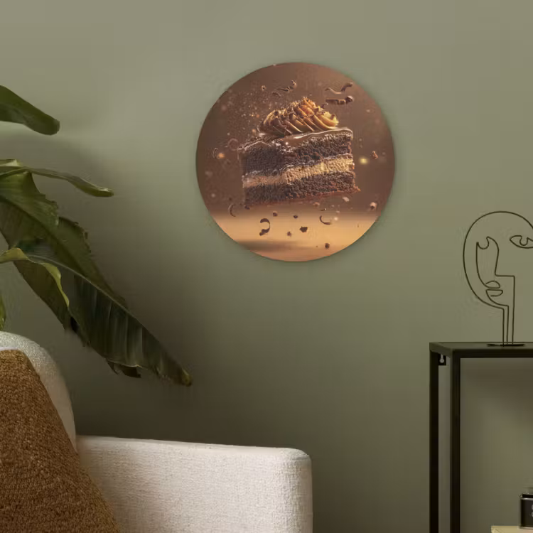 Taart - Chocolade - Eten - Brownie Akoestische PET Vilt - Rond klein -sfeer2