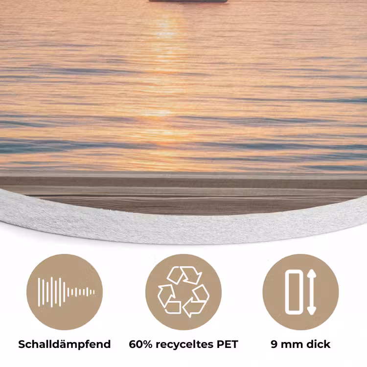 Doorkijk - Zee - Boot - Zonsondergang Akoestische PET Vilt - Rond klein -closeup_DE