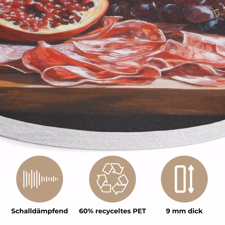 Borrelplank - Stilleven - Vintage Akoestische PET Vilt - Rond klein -closeup_DE