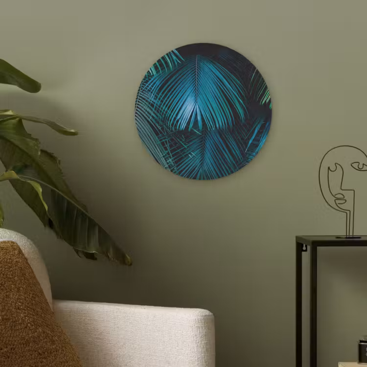 Tropical - Jungle - Bladeren - Groen Akoestische PET Vilt - Rond klein -sfeer2