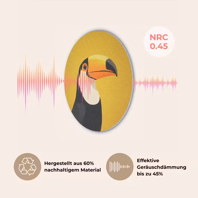 Toekan - Minimalistisch - Snavel - Oranje Akoestische PET Vilt - Rond klein -USP_DE