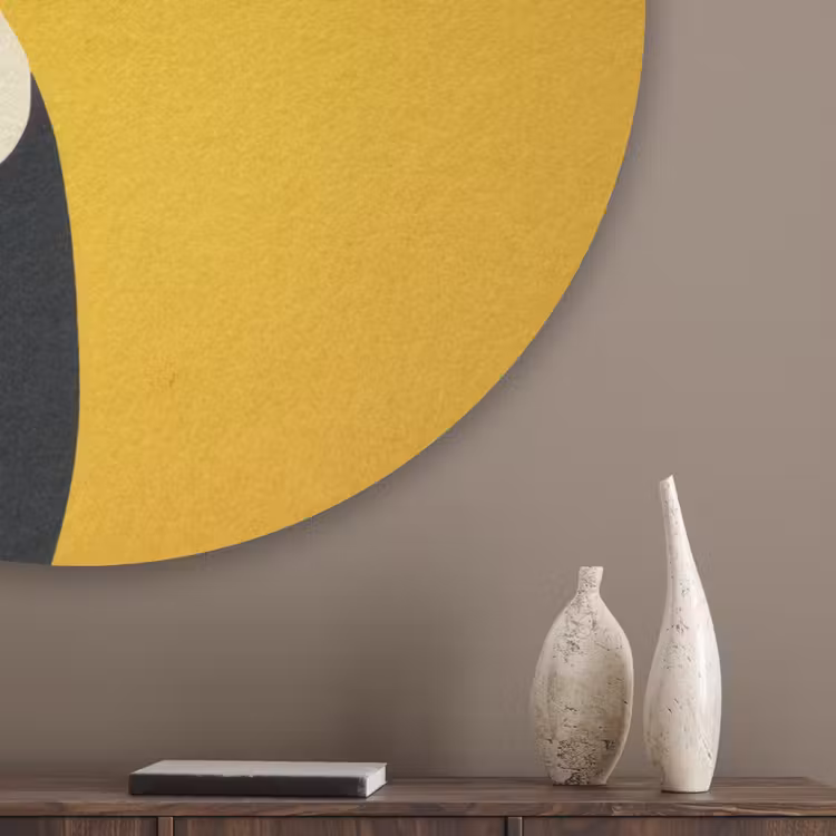 Toekan - Minimalistisch - Snavel - Oranje Akoestische PET Vilt - Rond klein -sfeer5_closeup