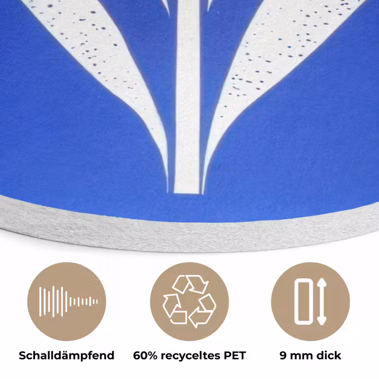 Tulp - Minimalistisch - Bladeren - Wit Akoestische PET Vilt - Rond klein -closeup_DE