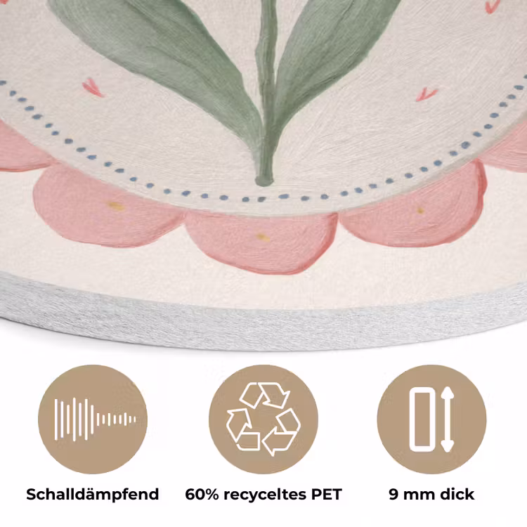 Tulp - Lijst - Ovaal - Illustratie Akoestische PET Vilt - Rond klein -closeup_DE