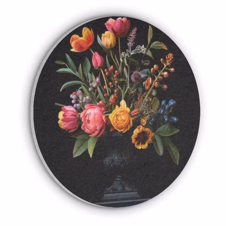 Tulpen - Bessen - Boeket - Vaas Akoestische PET Vilt - Rond klein -3d
