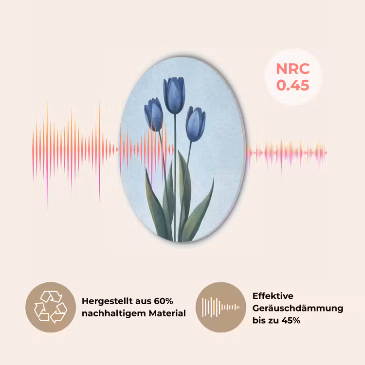 Tulpen - Blauw - Bladeren Akoestische PET Vilt - Rond klein -USP_DE