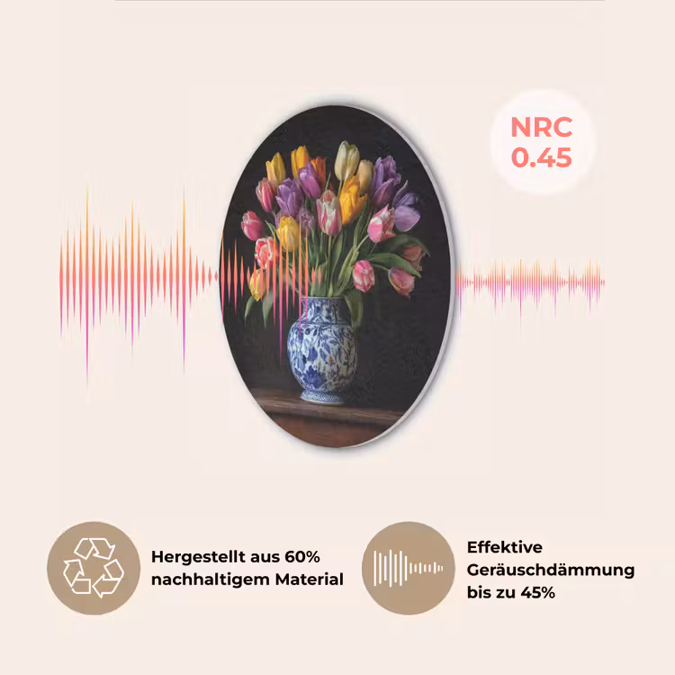 Tulpen - Kleuren - Hout - Vaas Akoestische PET Vilt - Rond klein -USP_DE