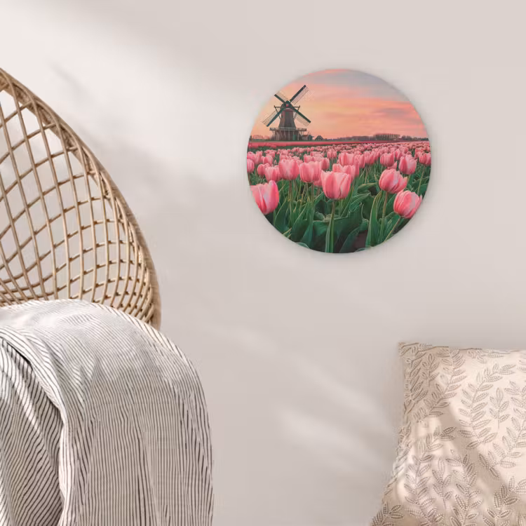Tulpen - Molen - Nederland Akoestische PET Vilt - Rond klein -sfeer4