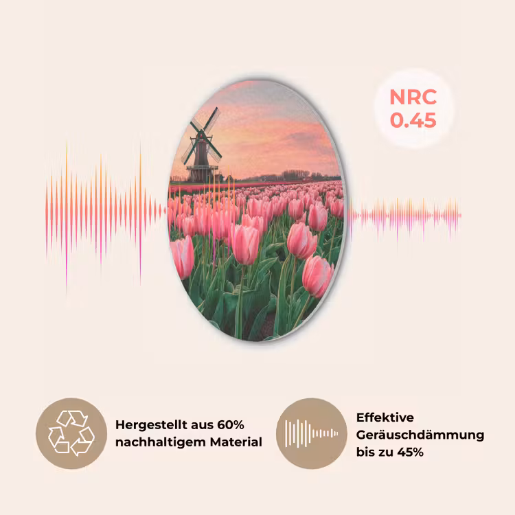 Tulpen - Molen - Nederland Akoestische PET Vilt - Rond klein -USP_DE