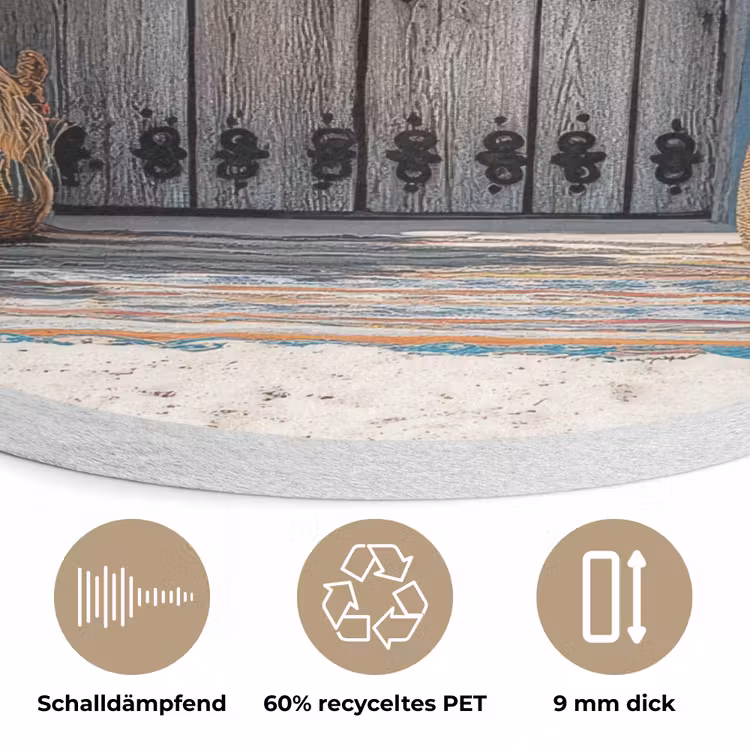 Deur - Manden - Planten Akoestische PET Vilt - Rond klein -closeup_DE