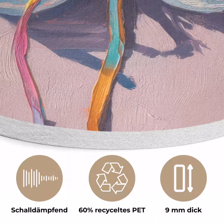 Sneakers - Veters - Kleurrijk - Schaduw Akoestische PET Vilt - Rond klein -closeup_DE
