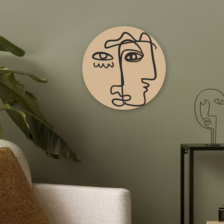 Overlappende profielen - Lichtbruin - Zwart Akoestische PET Vilt - Rond klein -sfeer2
