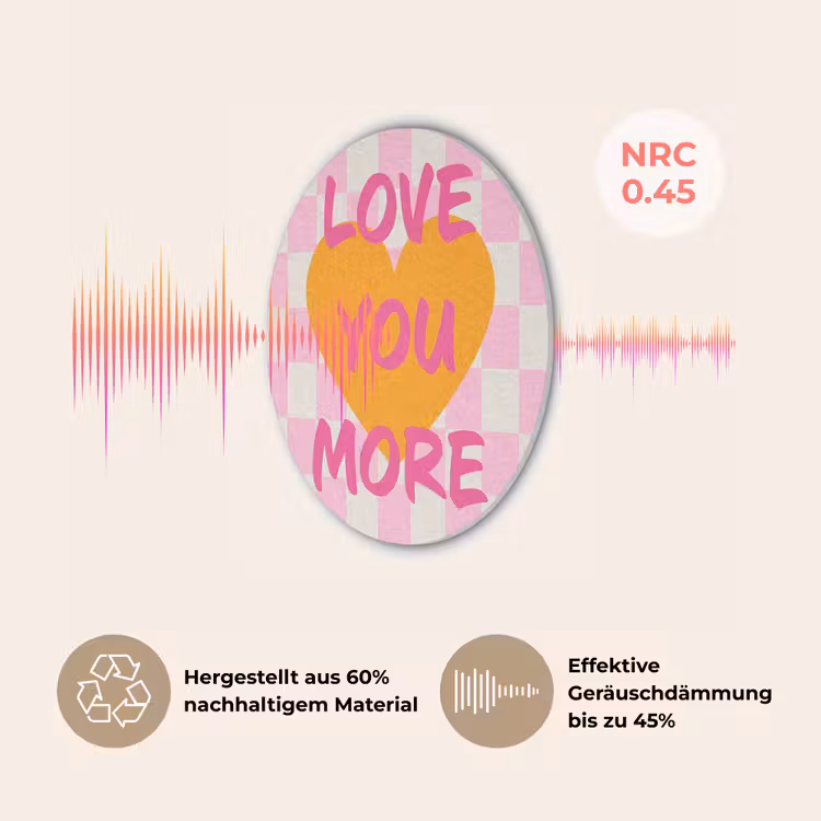 Valentijn - Love - Roze - Oranje Akoestische PET Vilt - Rond klein -USP_DE