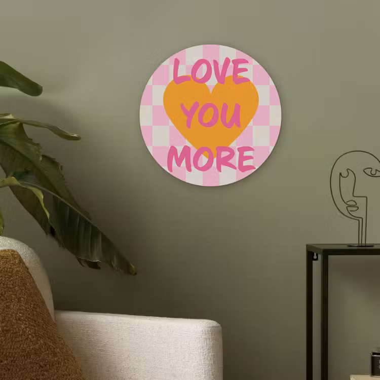 Valentijn - Love - Roze - Oranje Akoestische PET Vilt - Rond klein -sfeer2