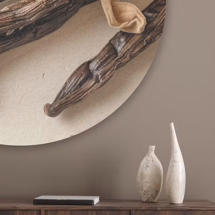 Vanille - Bloemen - Beige Akoestische PET Vilt - Rond klein -sfeer5_closeup