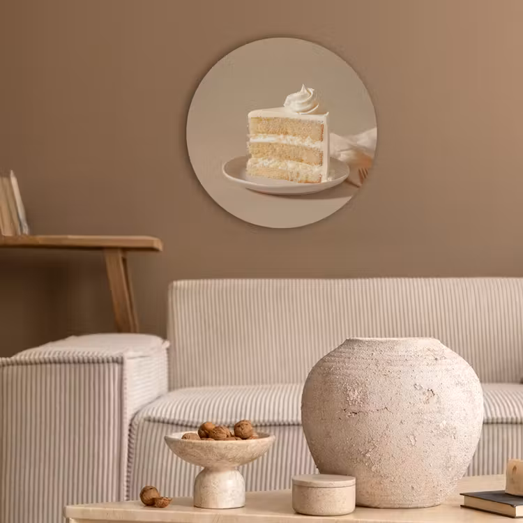 Vanilletaart - Cake - Romig Akoestische PET Vilt - Rond klein -sfeer1