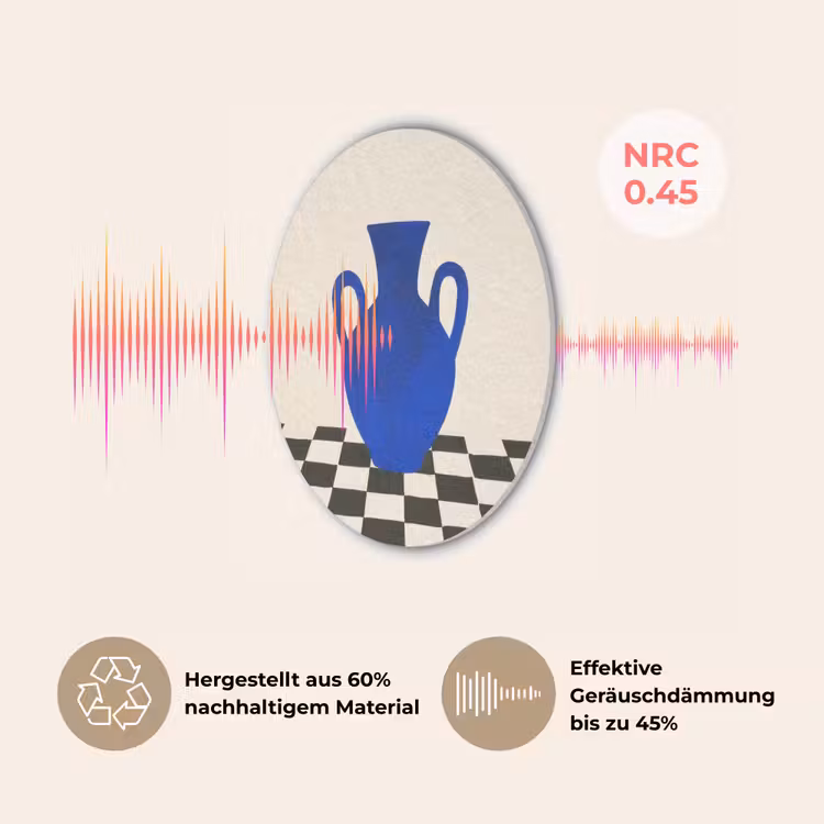 Vaas - Blauw - Geblokt - Modern Akoestische PET Vilt - Rond klein -USP_DE