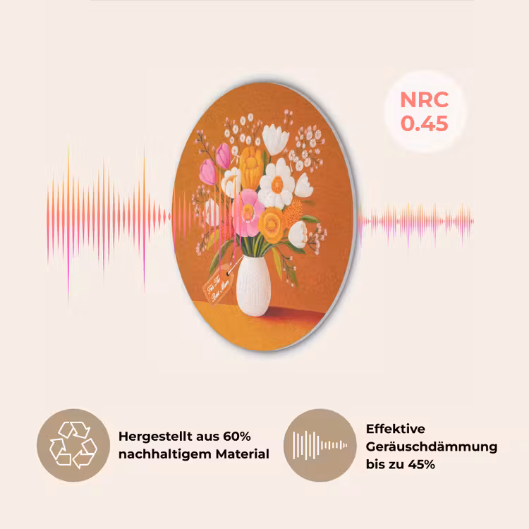 Vaas - Bloemen - Oranje Akoestische PET Vilt - Rond klein -USP_DE