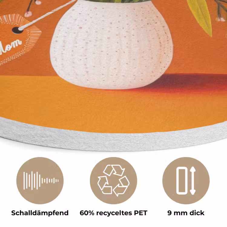 Vaas - Bloemen - Oranje Akoestische PET Vilt - Rond klein -closeup_DE