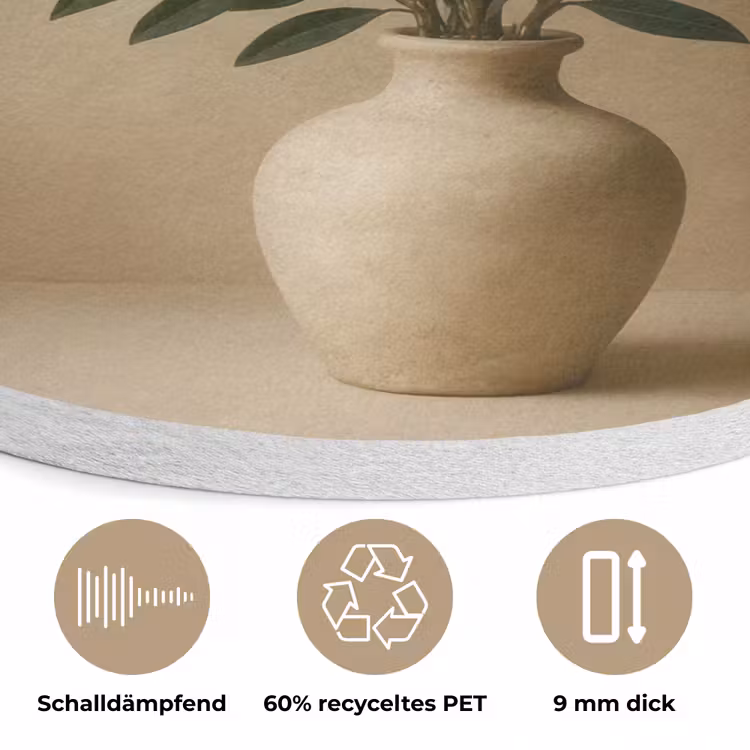 Vaas - Olijftakken - Bladeren - Beige Akoestische PET Vilt - Rond klein -closeup_DE