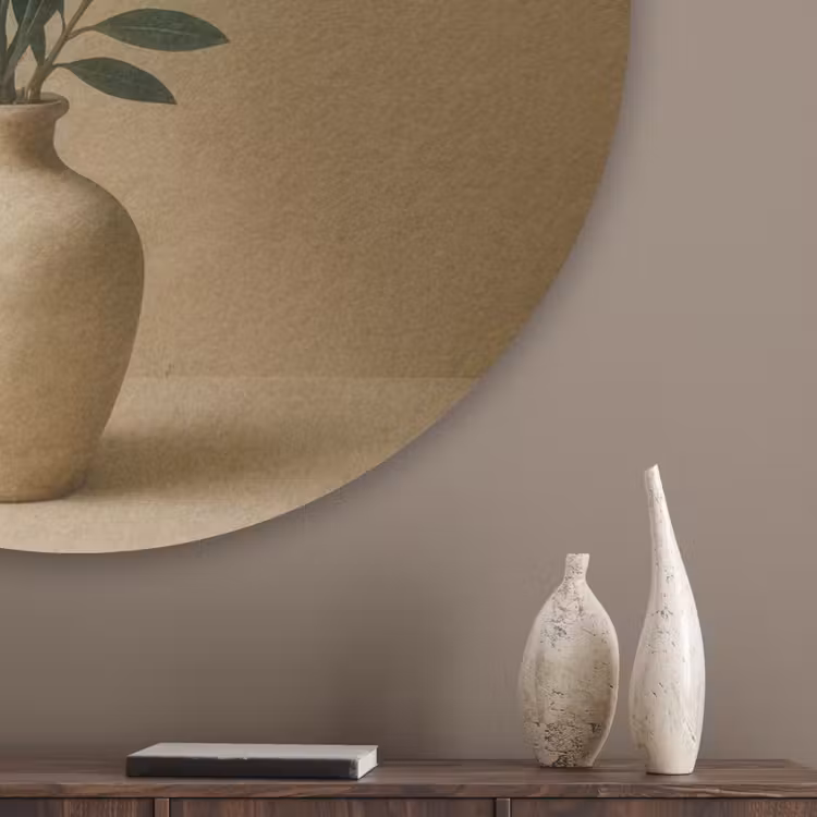 Vaas - Olijftakken - Bladeren - Beige Akoestische PET Vilt - Rond klein -sfeer5_closeup