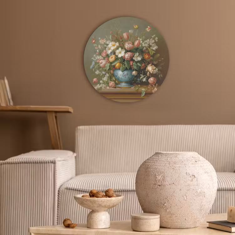 Vaas - Pastel - Kleuren - Bloemen Akoestische PET Vilt - Rond klein -sfeer1