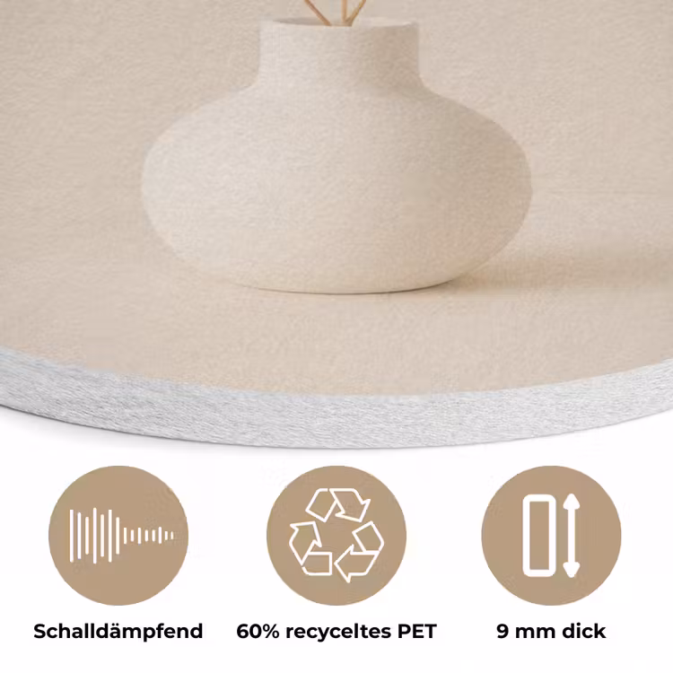 Vaas - Takken - Bloemetjes - Wit Akoestische PET Vilt - Rond klein -closeup_DE