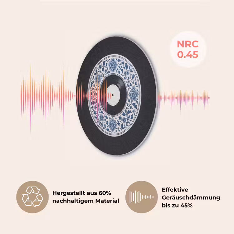 Vinyl - LP - Delfts Blauw - Muziek Akoestische PET Vilt - Rond klein -USP_DE