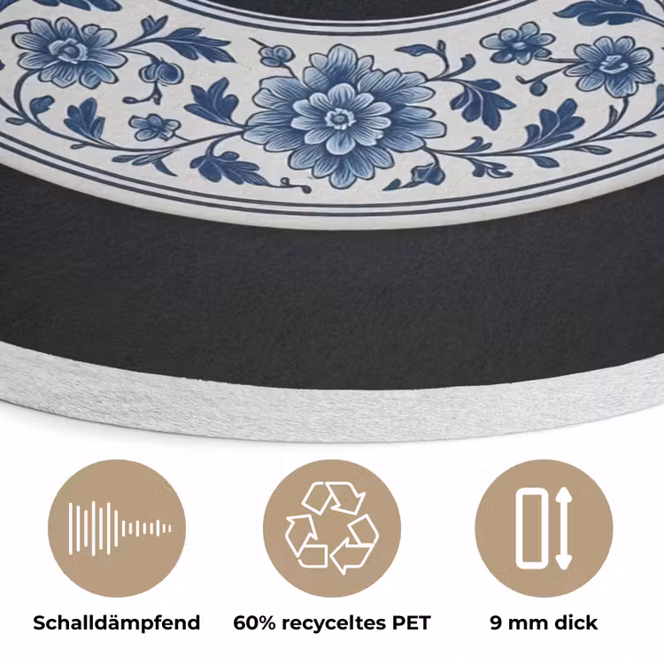 Vinyl - LP - Delfts Blauw - Muziek Akoestische PET Vilt - Rond klein -closeup_DE
