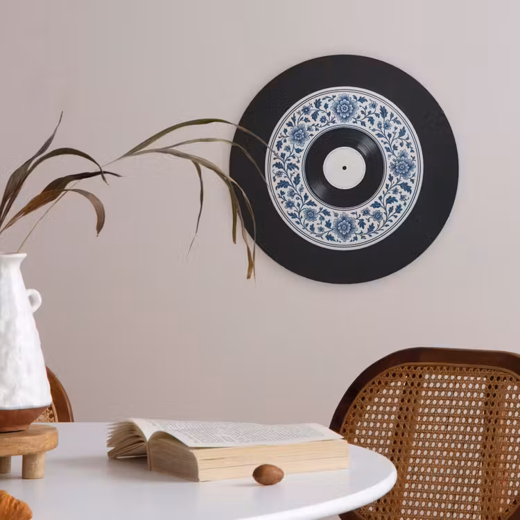 Vinyl - LP - Delfts Blauw - Muziek Akoestische PET Vilt - Rond klein -sfeer3
