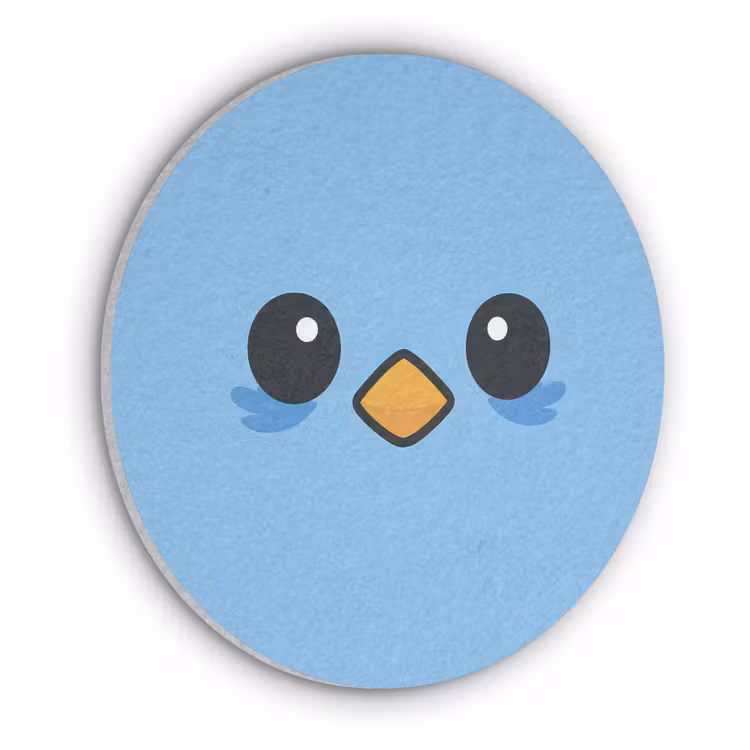 Vogel - Blauw - Eenvoudig Akoestische PET Vilt - Rond klein -3d