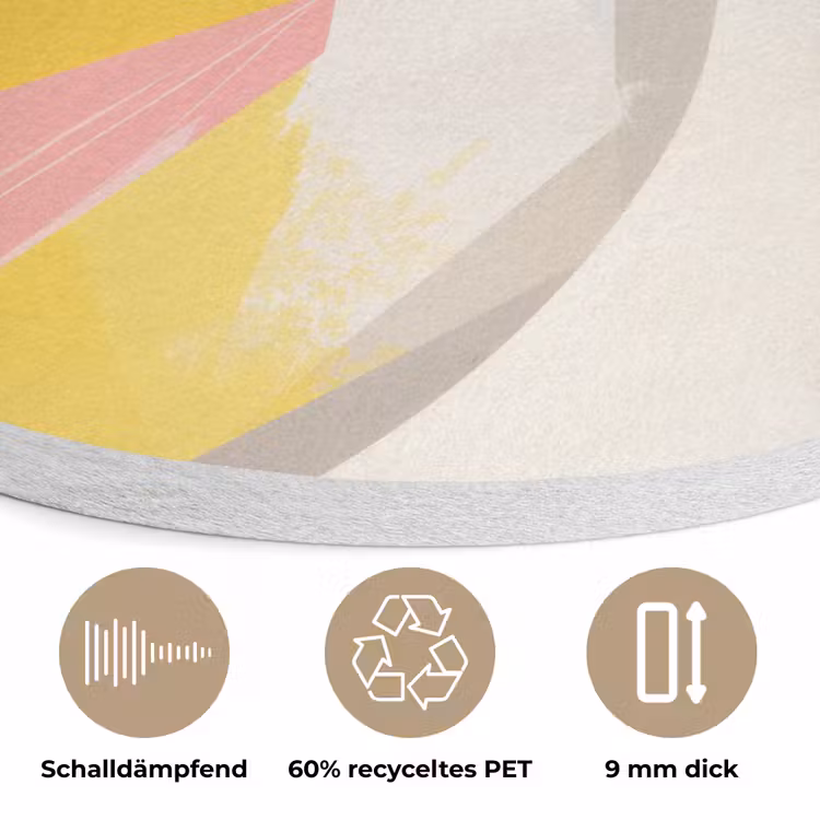 Vogel - Minimalistisch - Geel Akoestische PET Vilt - Rond klein -closeup_DE