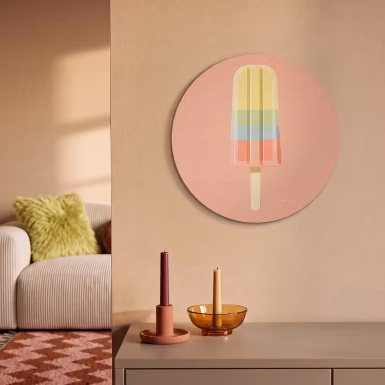 Waterijsje - Pasteltinten - Minimalistisch Akoestische PET Vilt - Rond klein -sfeer1