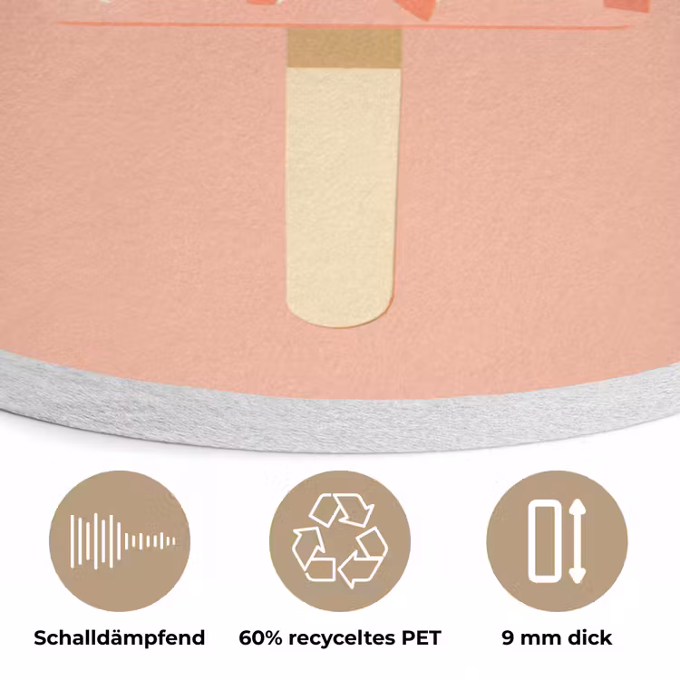 Waterijsje - Pasteltinten - Minimalistisch Akoestische PET Vilt - Rond klein -closeup_DE