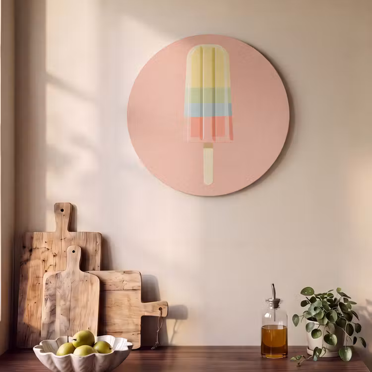 Waterijsje - Pasteltinten - Minimalistisch Akoestische PET Vilt - Rond klein -sfeer2
