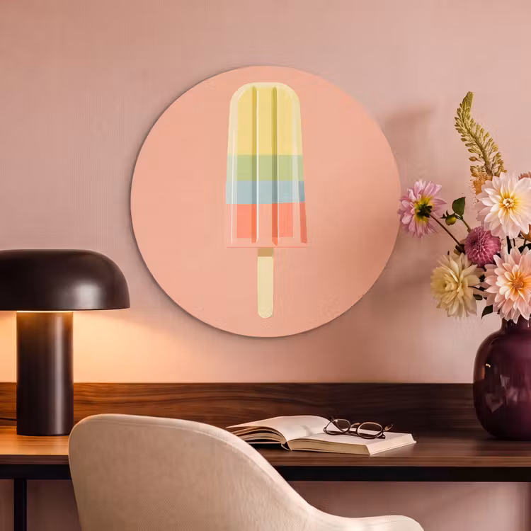 Waterijsje - Pasteltinten - Minimalistisch Akoestische PET Vilt - Rond klein -sfeer3