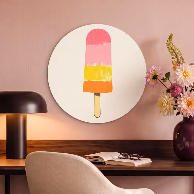 Waterijsje - Retro - Stokje - Roze Akoestische PET Vilt - Rond klein -sfeer3