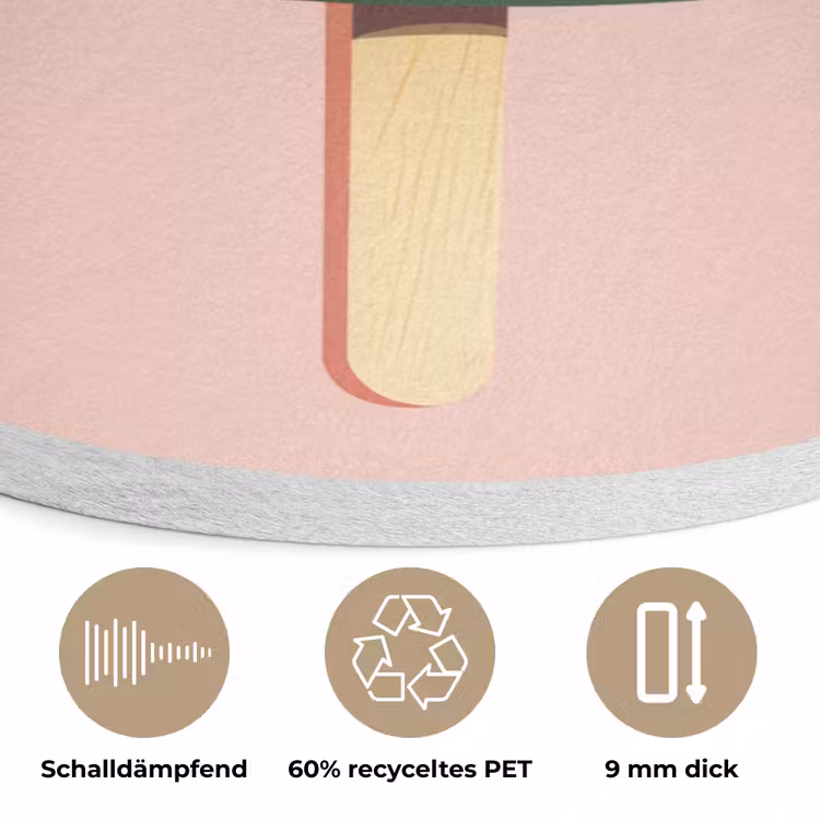 Watermeloen - Ijsje - Pitjes - Rood Akoestische PET Vilt - Rond klein -closeup_DE