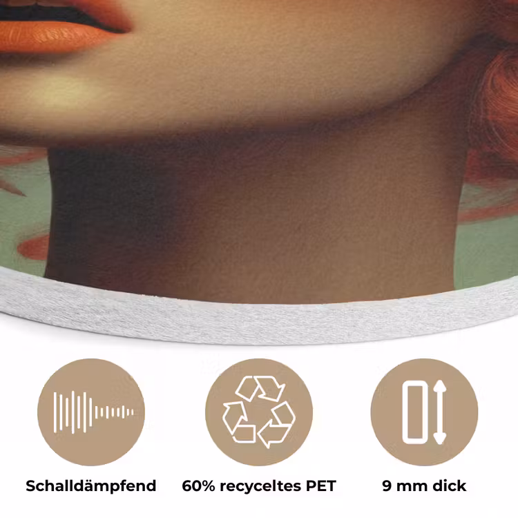 Vrouw - Sinaasappel - Bessen - Oranje Akoestische PET Vilt - Rond klein -closeup_DE