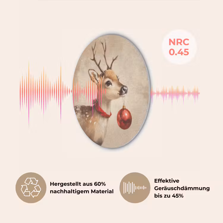 Kerst - Hert - Gewei - Kerstbal - Rendier Akoestische PET Vilt - Rond klein -USP_DE