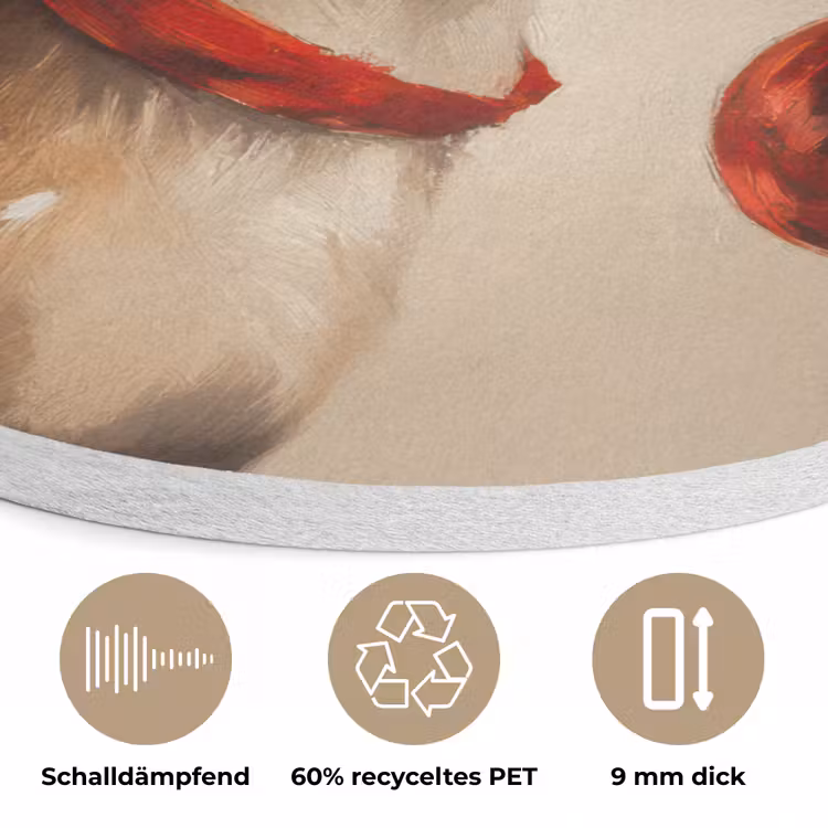Kerst - Hert - Gewei - Kerstbal - Rendier Akoestische PET Vilt - Rond klein -closeup_DE