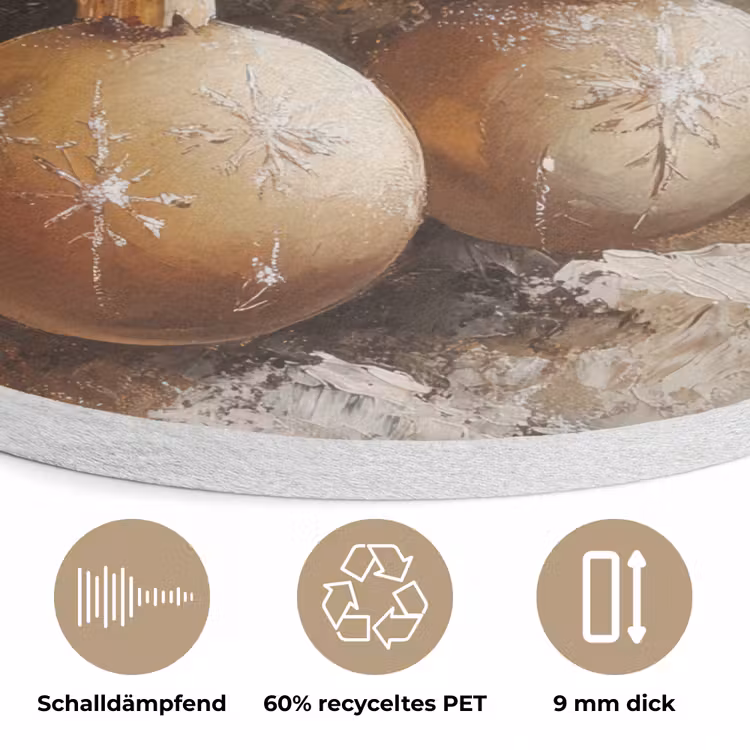 Kerst - Kerstballen - Beige - Goud Akoestische PET Vilt - Rond klein -closeup_DE