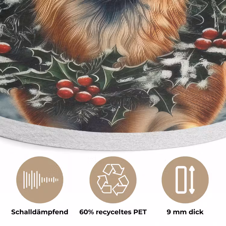 Kerst - Magie - Bos - Kleurrijk Akoestische PET Vilt - Rond klein -closeup_DE