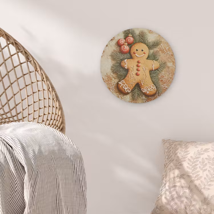 Kerstmis - Koekje - Poppetje - Speculaas Akoestische PET Vilt - Rond klein -sfeer4