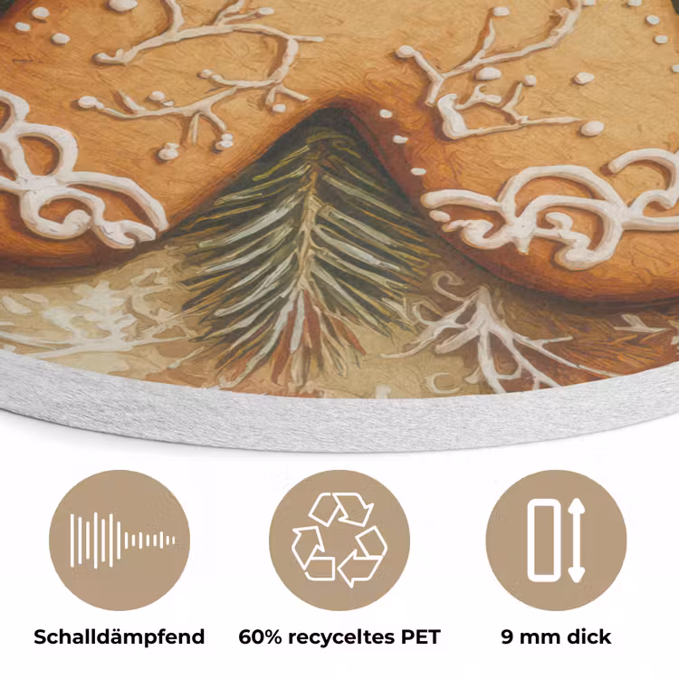 Kerstmis - Koekje - Poppetje - Speculaas Akoestische PET Vilt - Rond klein -closeup_DE