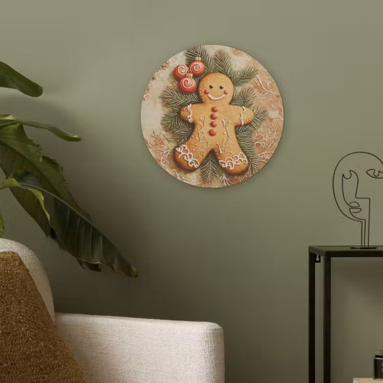 Kerstmis - Koekje - Poppetje - Speculaas Akoestische PET Vilt - Rond klein -sfeer2