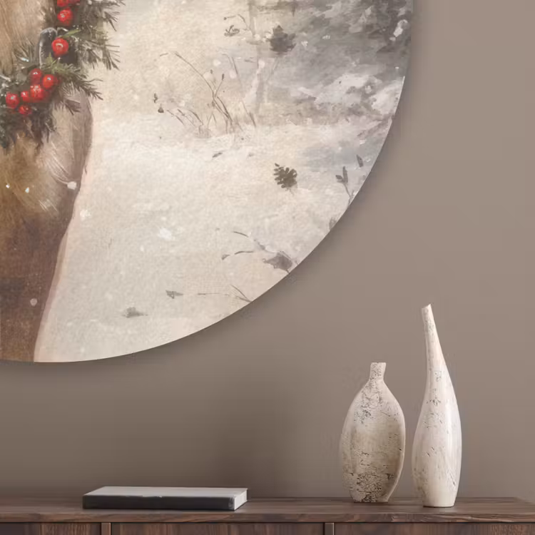 Kerst - Rendier - Winter - Krans Akoestische PET Vilt - Rond klein -sfeer5_closeup