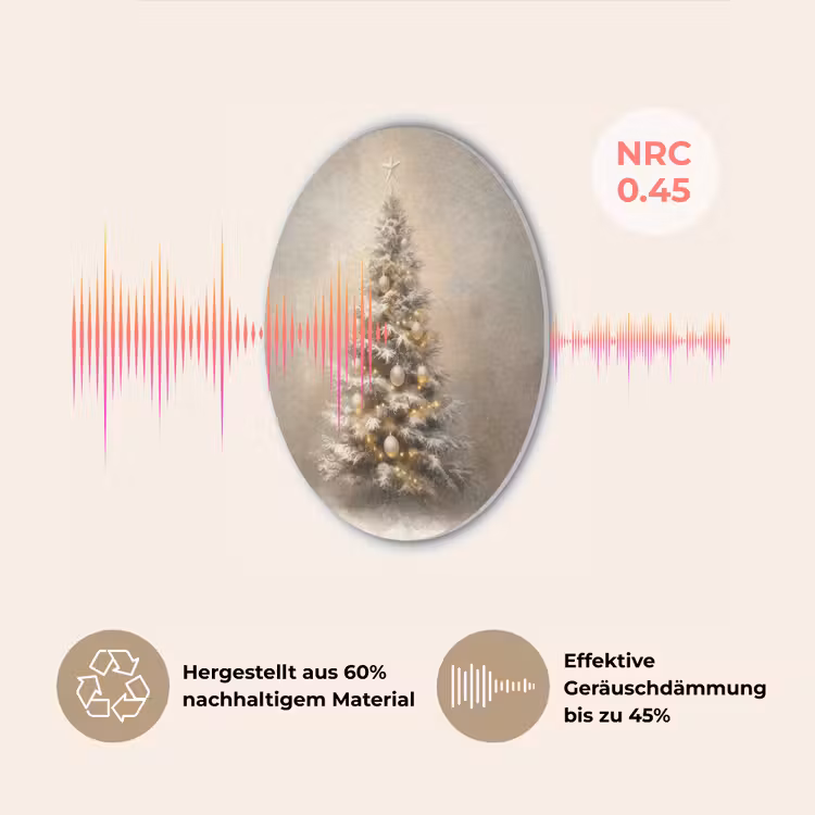 Kerst - kerstboom - Sneeuw - Art Akoestische PET Vilt - Rond klein -USP_DE