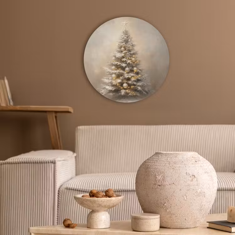 Kerst - kerstboom - Sneeuw - Art Akoestische PET Vilt - Rond klein -sfeer1